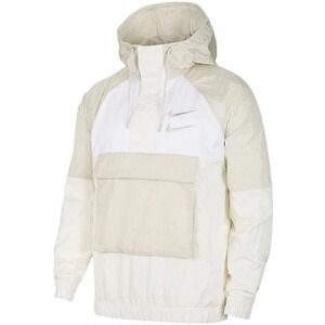 Nike‎ Double Swoosh Cream Tan Windbreaker Pullover 1/4 Zip Jacket Men's Large